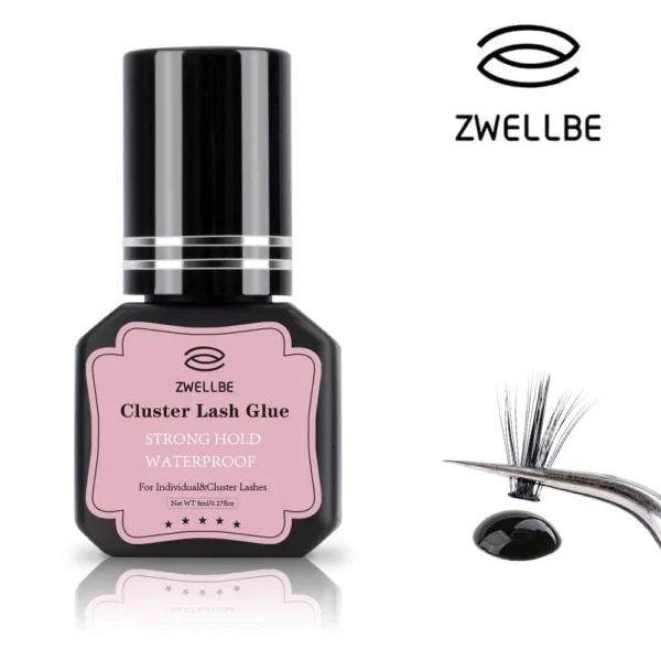 zwellbe lash clusters glue 8ml black eyelash glue for diy lash extensions long lasting waterproof&no irritation makeup tool